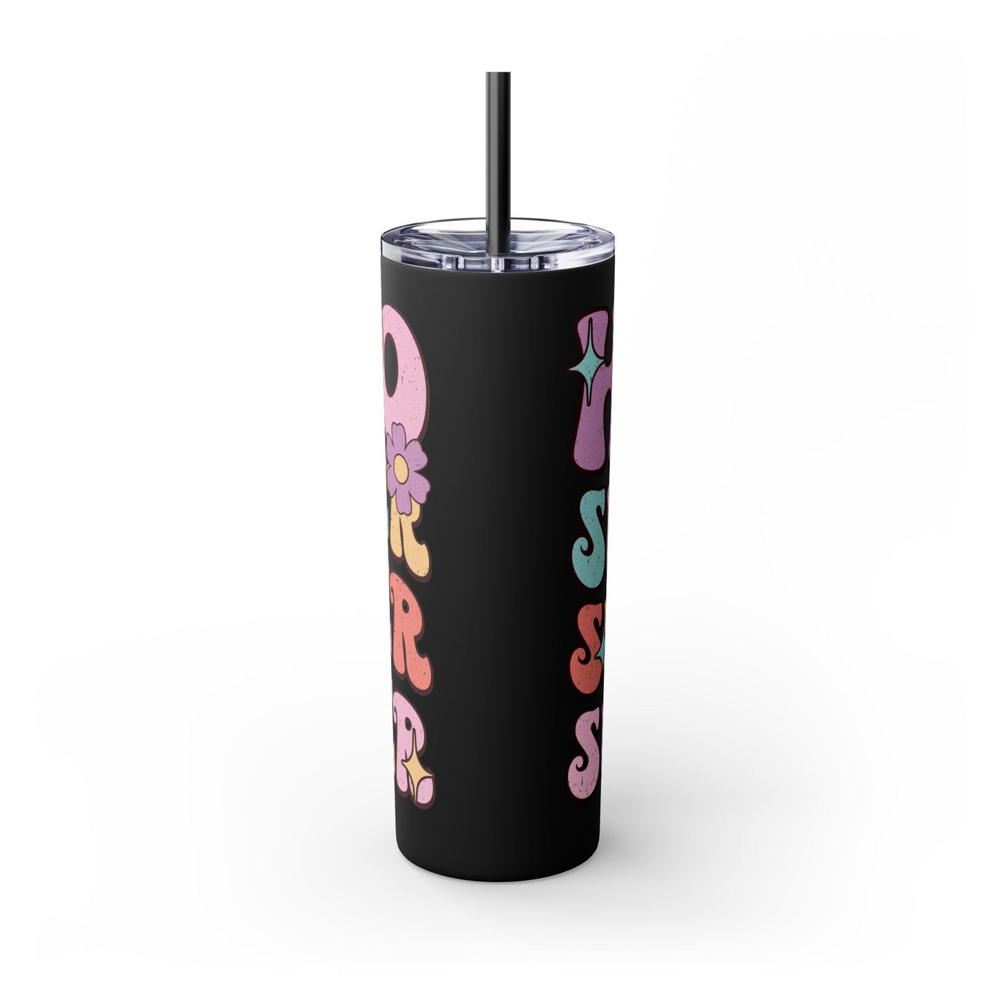 Groovy Summer Collection "Hello Summer " Skinny Tumbler with Straw, 20oz