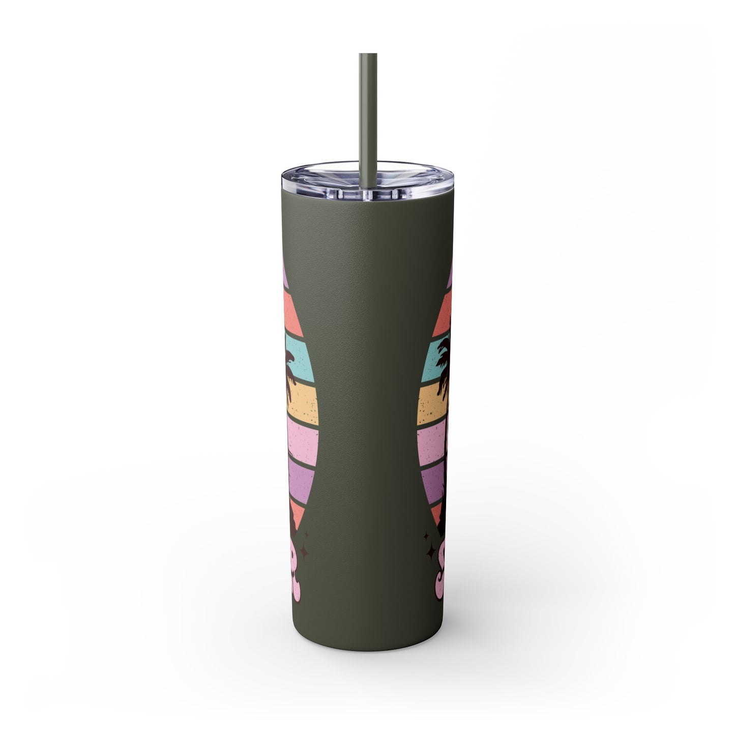 "Summer Vibes " Skinny Tumbler with Straw, 20oz