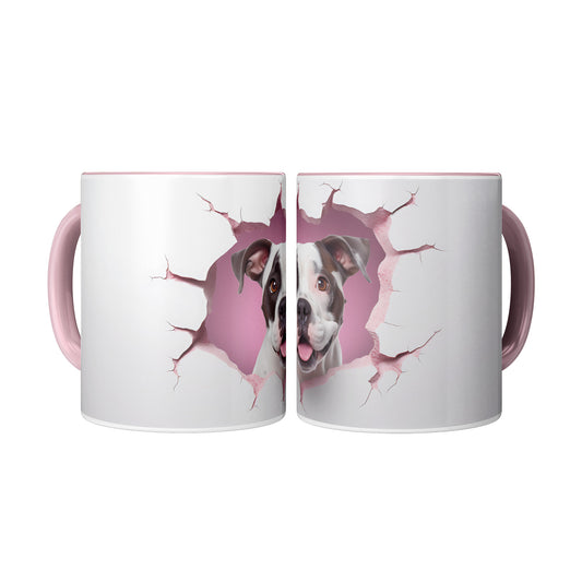 Valentine Dog 3D Wall Pink Accent Mug, 11oz (Boxer)