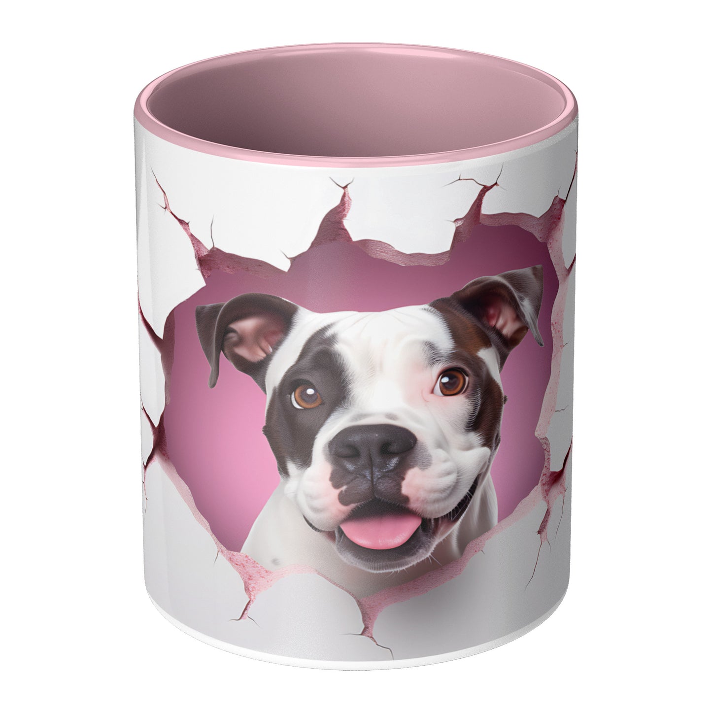 Valentine Dog 3D Wall Pink Accent Mug, 11oz (Boxer)