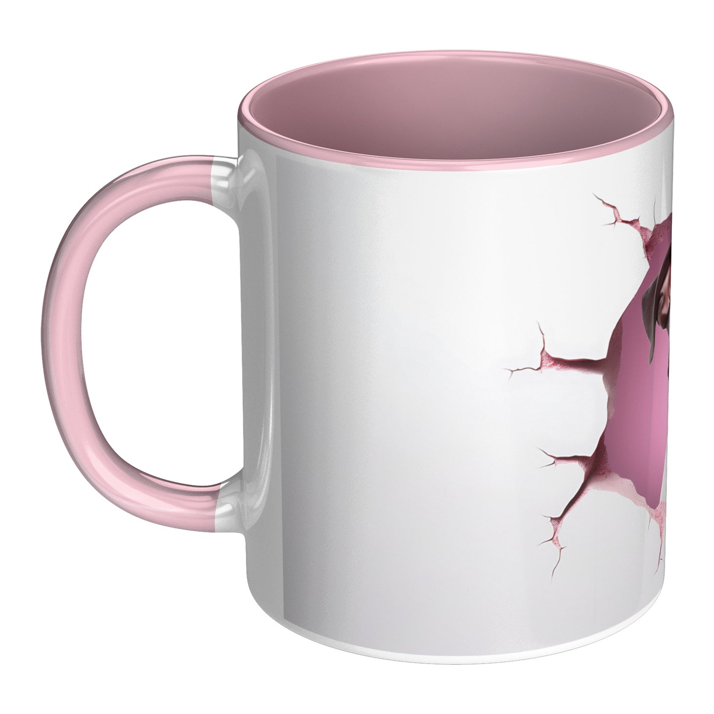 Valentine Dog 3D Wall Pink Accent Mug, 11oz (Boxer)