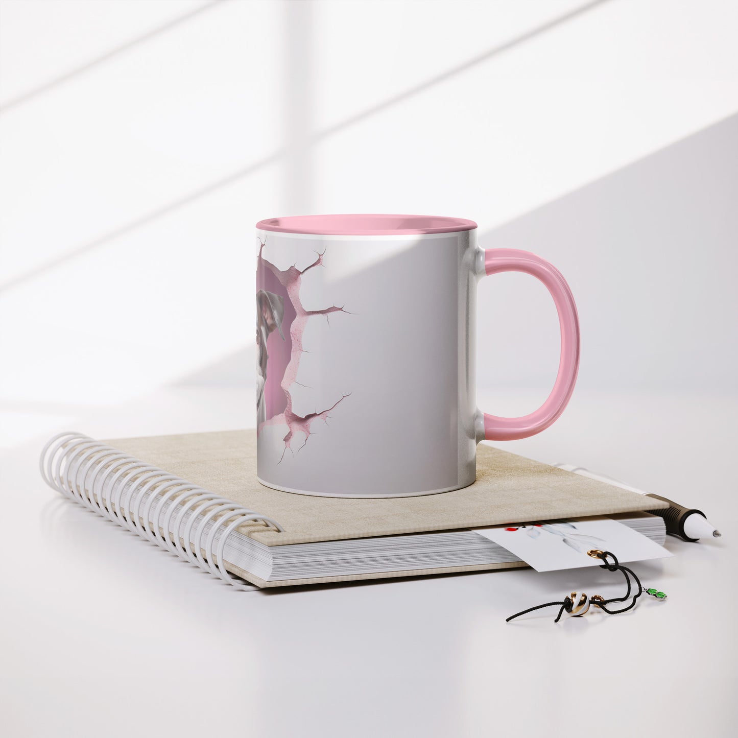 Valentine Dog 3D Wall Pink Accent Mug, 11oz (Boxer)