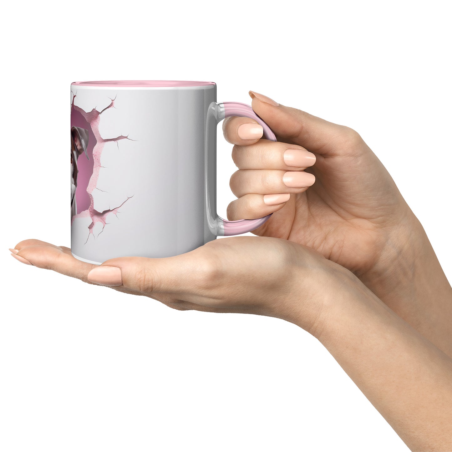 Valentine Dog 3D Wall Pink Accent Mug, 11oz (Boxer)
