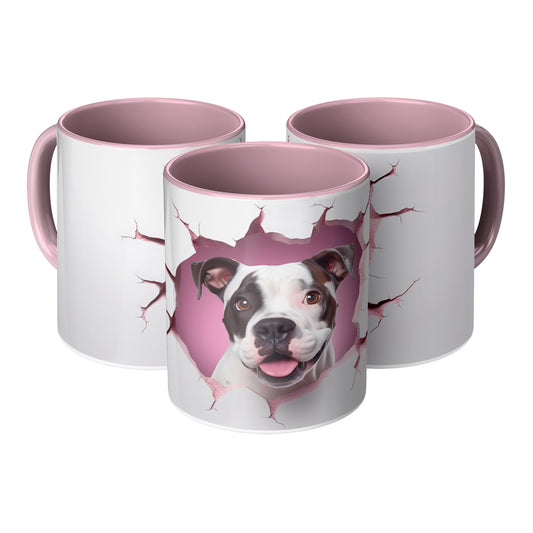 Valentine Dog 3D Wall Pink Accent Mug, 11oz (Boxer)