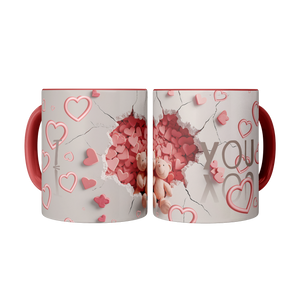 Valentines Day 3D Teddy Bear Couple Coffee Mug (red )