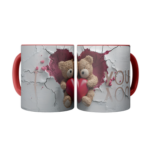 Valentines Day 3D Teddy Bear Couple Coffee Mug (Red )