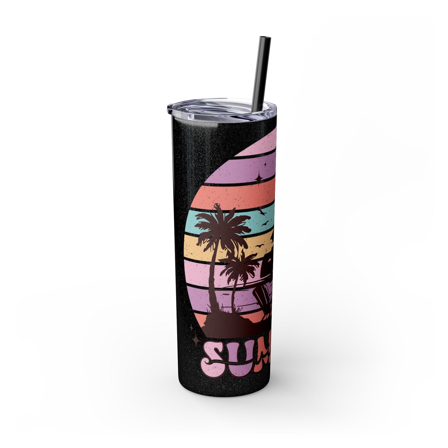 "Summer Vibes " Skinny Tumbler with Straw, 20oz