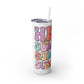 Groovy Summer Collection "Hello Summer " Skinny Tumbler with Straw, 20oz