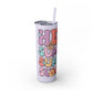 Groovy Summer Collection "Hello Summer " Skinny Tumbler with Straw, 20oz