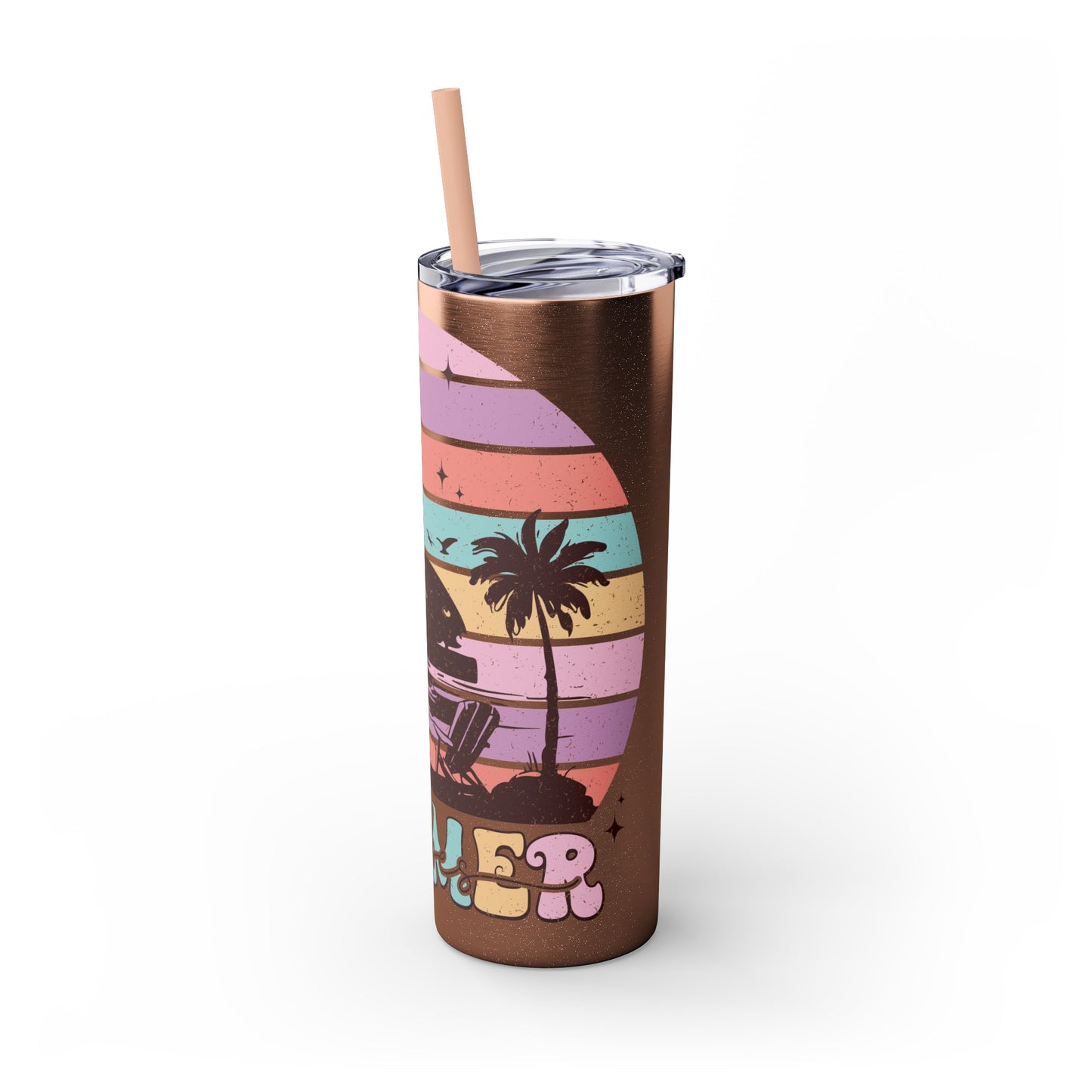 "Summer Vibes " Skinny Tumbler with Straw, 20oz