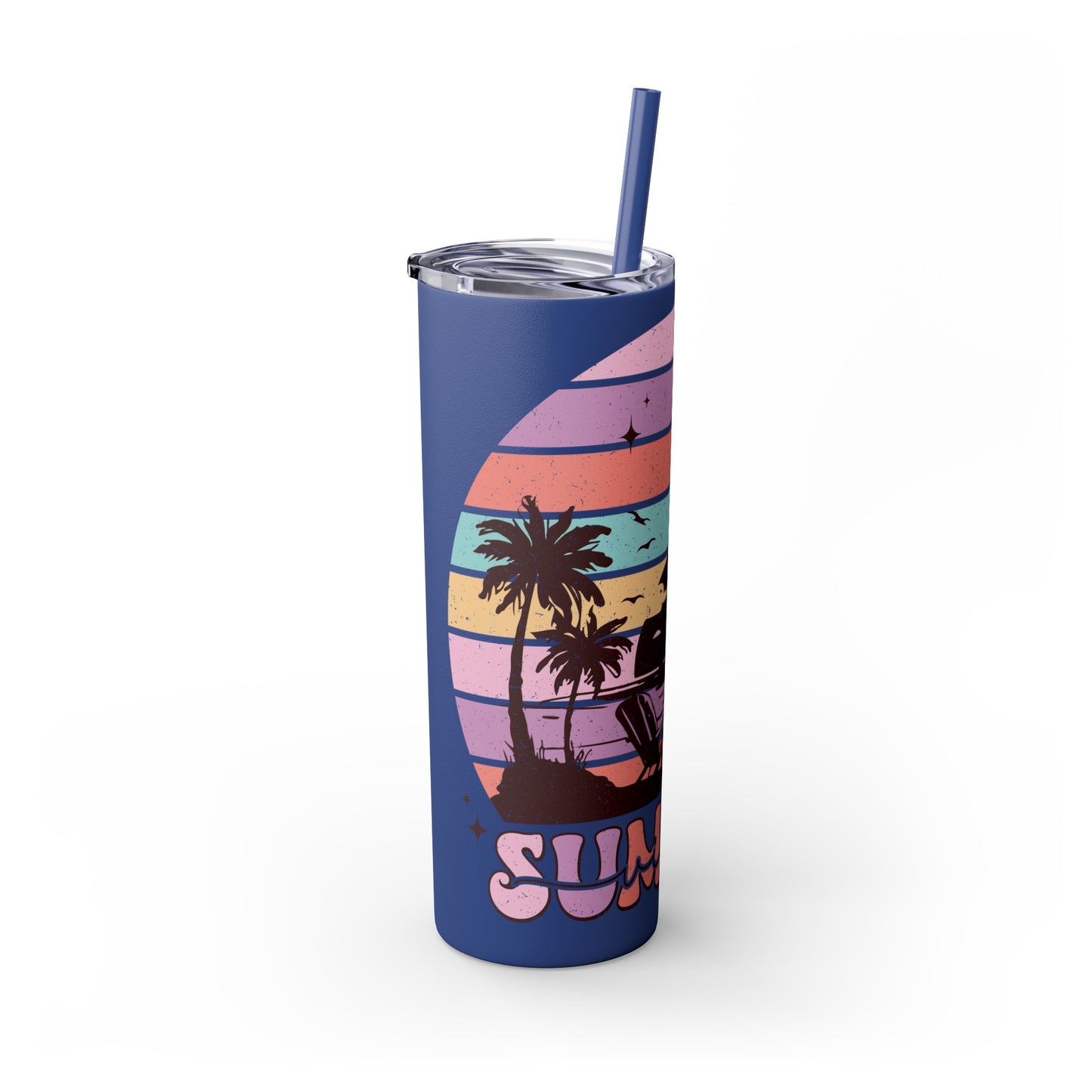 "Summer Vibes " Skinny Tumbler with Straw, 20oz