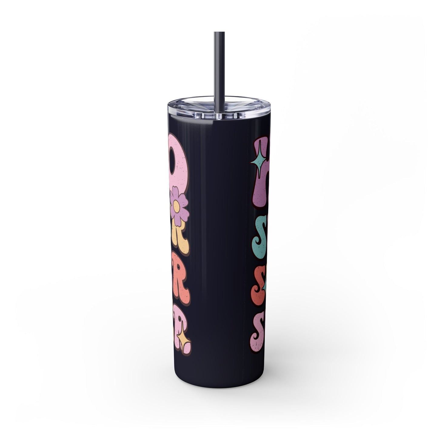 Groovy Summer Collection "Hello Summer " Skinny Tumbler with Straw, 20oz