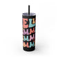 Groovy Summer Collection "Hello Summer " Skinny Tumbler with Straw, 20oz