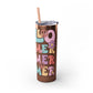 Groovy Summer Collection "Hello Summer " Skinny Tumbler with Straw, 20oz