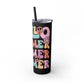 Groovy Summer Collection "Hello Summer " Skinny Tumbler with Straw, 20oz