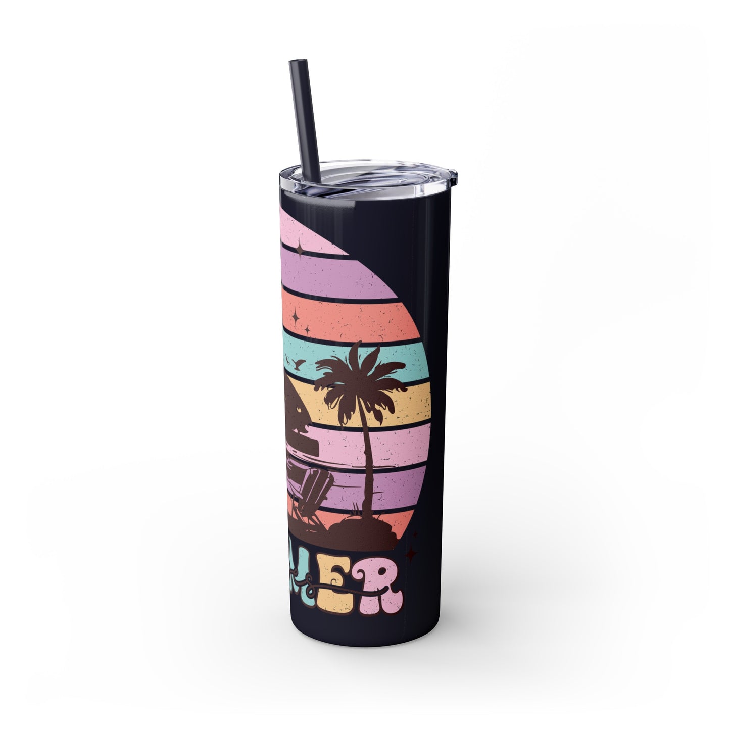 "Summer Vibes " Skinny Tumbler with Straw, 20oz