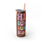 Groovy Summer Collection "Hello Summer " Skinny Tumbler with Straw, 20oz