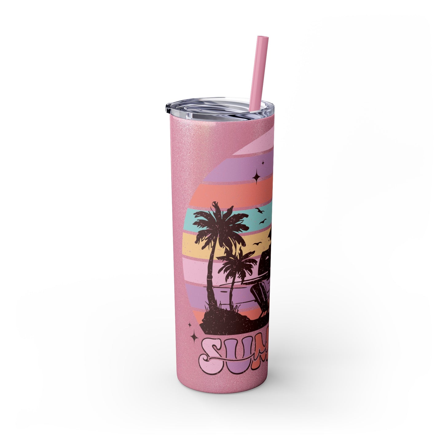 "Summer Vibes " Skinny Tumbler with Straw, 20oz