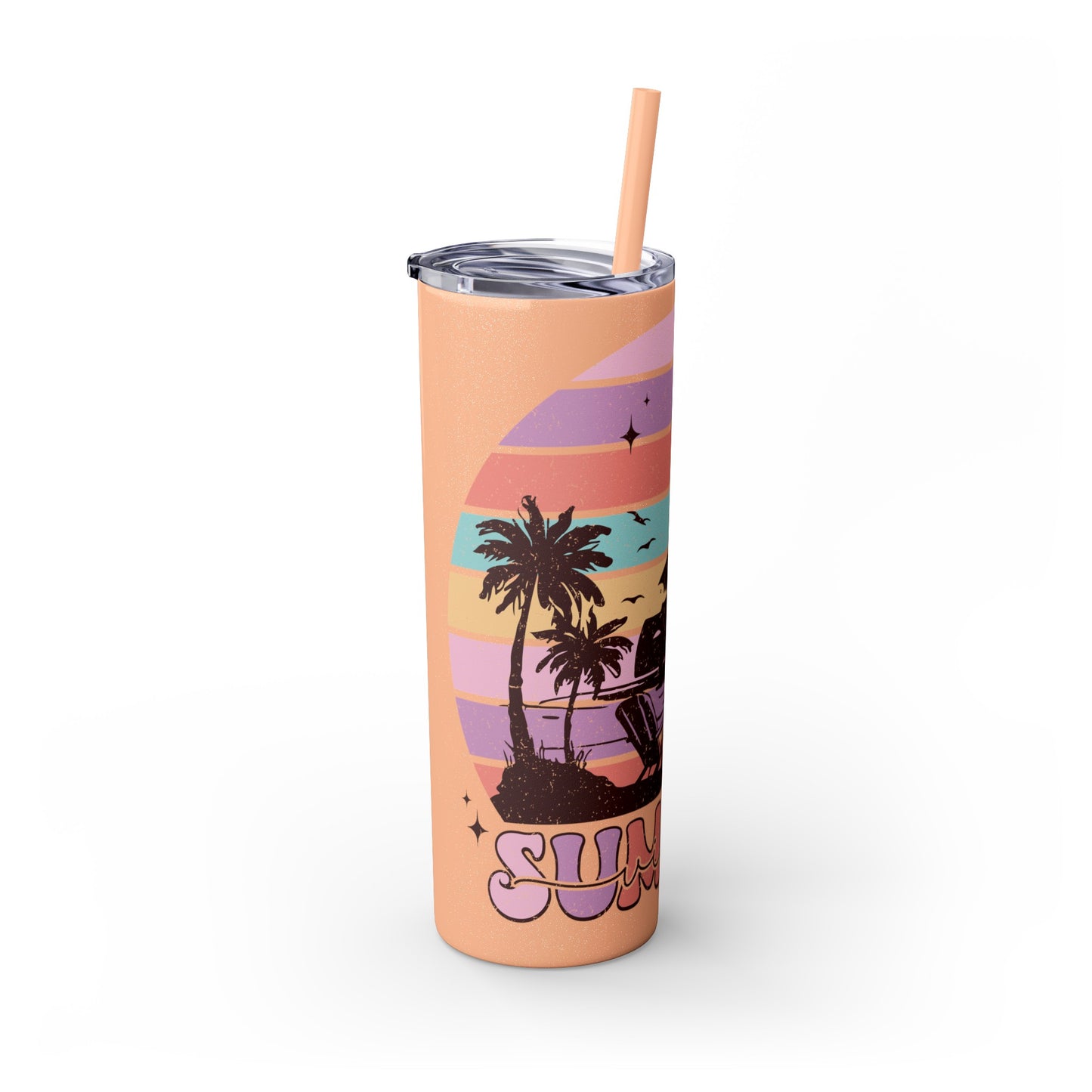 "Summer Vibes " Skinny Tumbler with Straw, 20oz