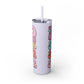 Groovy Summer Collection "Hello Summer " Skinny Tumbler with Straw, 20oz