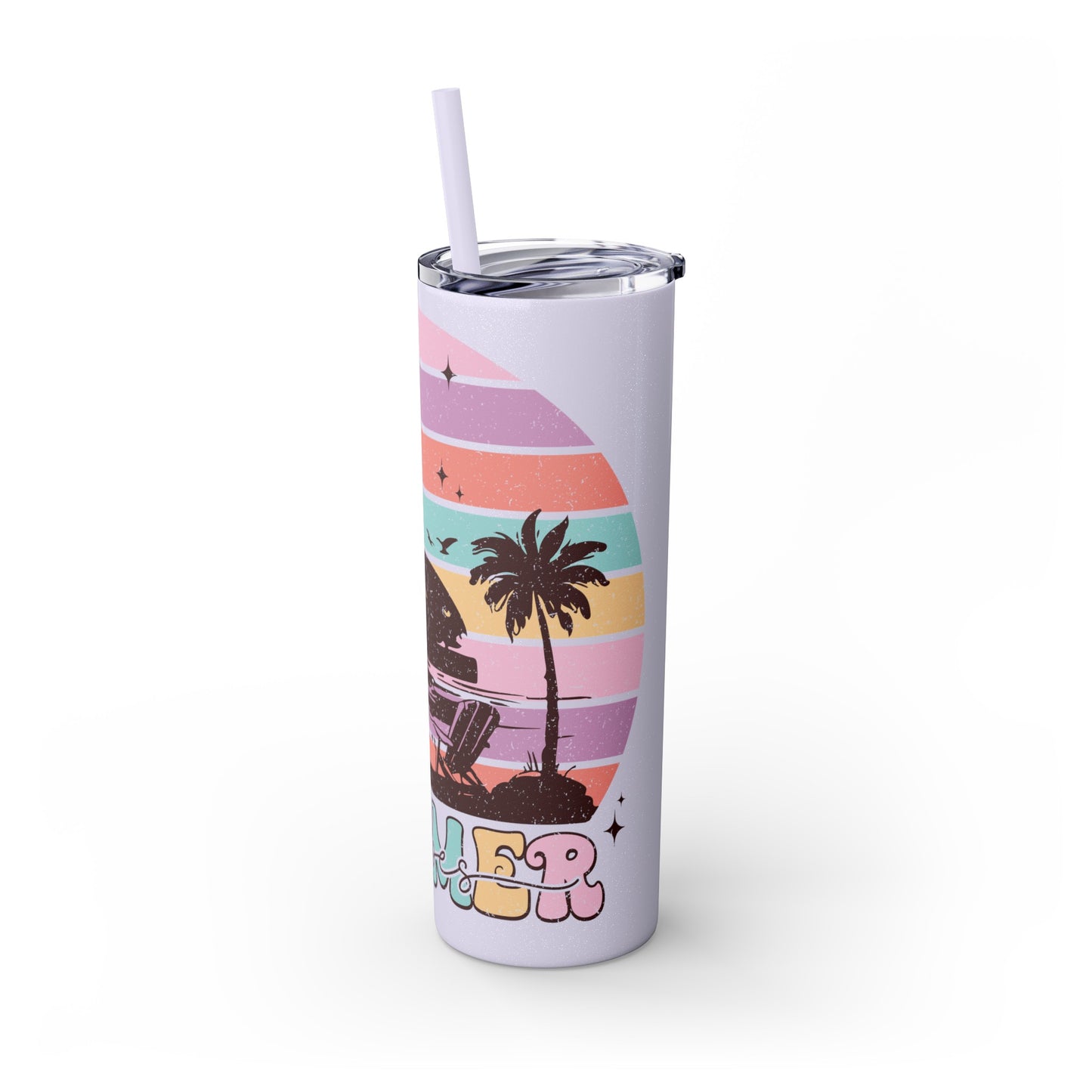 "Summer Vibes " Skinny Tumbler with Straw, 20oz