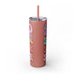 Groovy Summer Collection "Hello Summer " Skinny Tumbler with Straw, 20oz