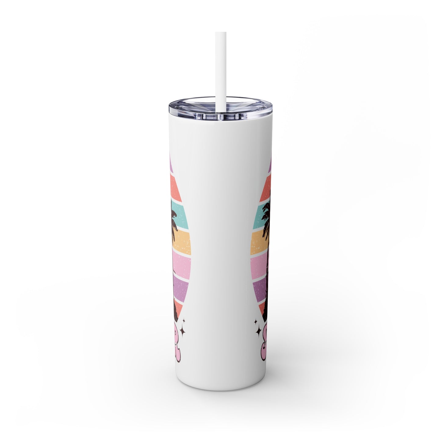 "Summer Vibes " Skinny Tumbler with Straw, 20oz