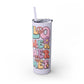 Groovy Summer Collection "Hello Summer " Skinny Tumbler with Straw, 20oz