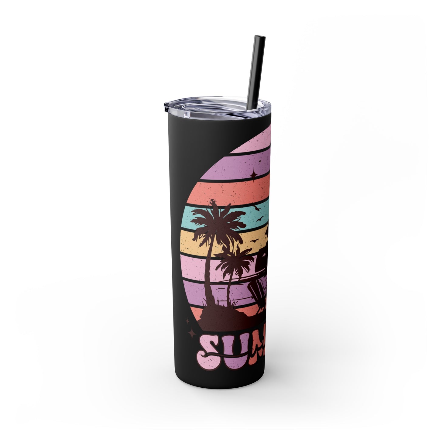 "Summer Vibes " Skinny Tumbler with Straw, 20oz