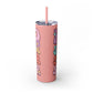 Groovy Summer Collection "Hello Summer " Skinny Tumbler with Straw, 20oz