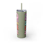 Groovy Summer Collection "Hello Summer " Skinny Tumbler with Straw, 20oz