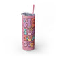 Groovy Summer Collection "Hello Summer " Skinny Tumbler with Straw, 20oz