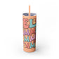 Groovy Summer Collection "Hello Summer " Skinny Tumbler with Straw, 20oz