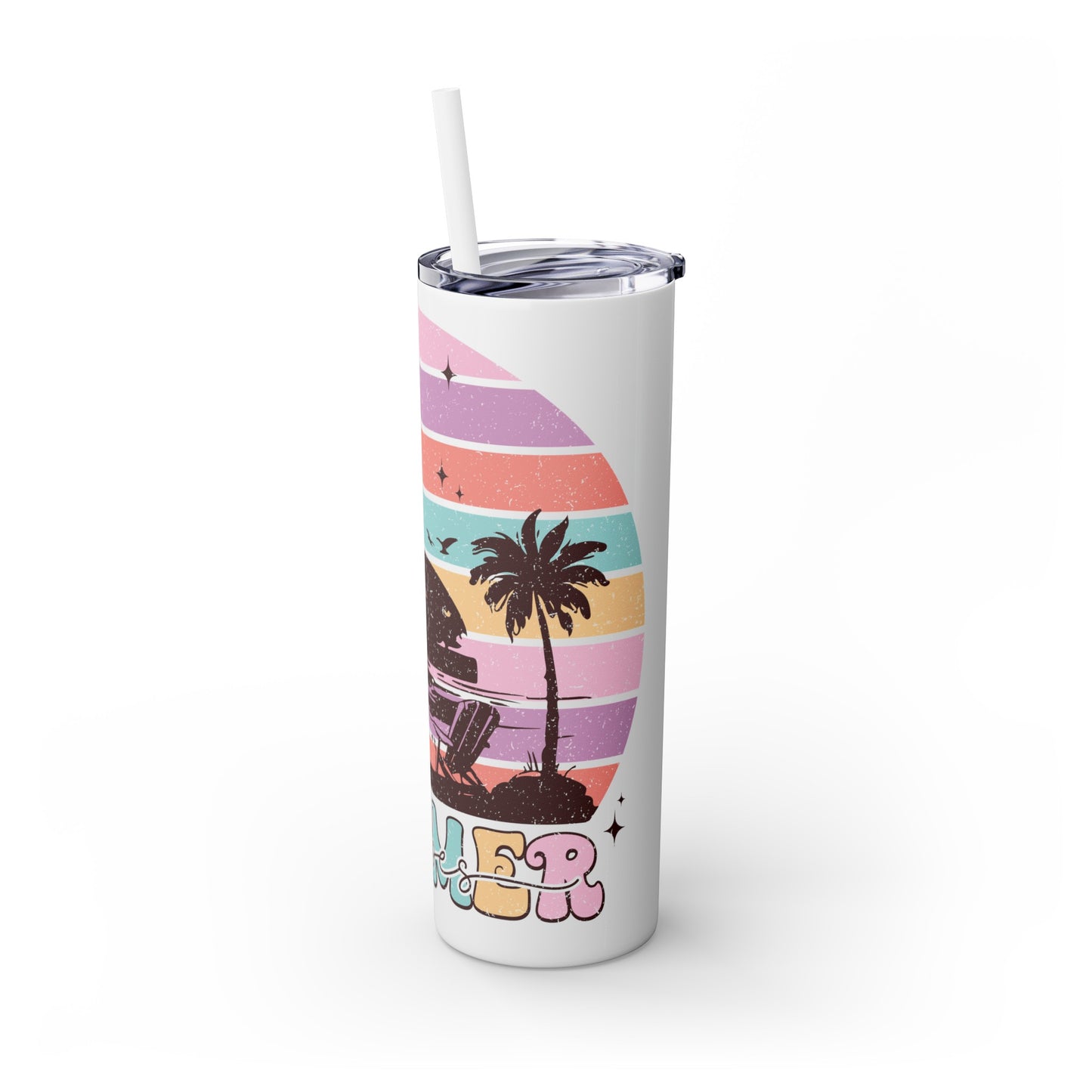 "Summer Vibes " Skinny Tumbler with Straw, 20oz