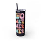 Groovy Summer Collection "Hello Summer " Skinny Tumbler with Straw, 20oz