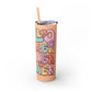 Groovy Summer Collection "Hello Summer " Skinny Tumbler with Straw, 20oz