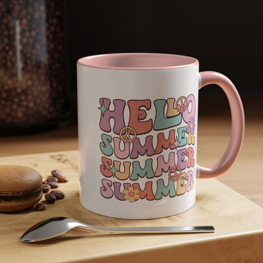 Groovy Summer Collection: "Hello Summer " left handed   110z 2 tone Mug