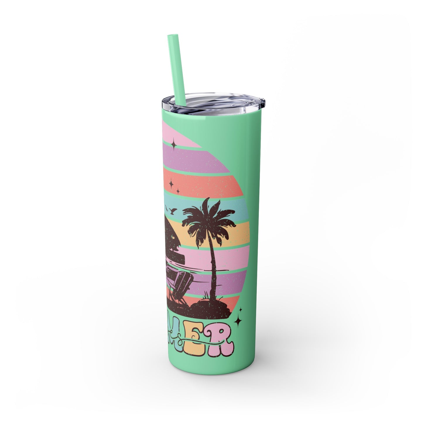 "Summer Vibes " Skinny Tumbler with Straw, 20oz