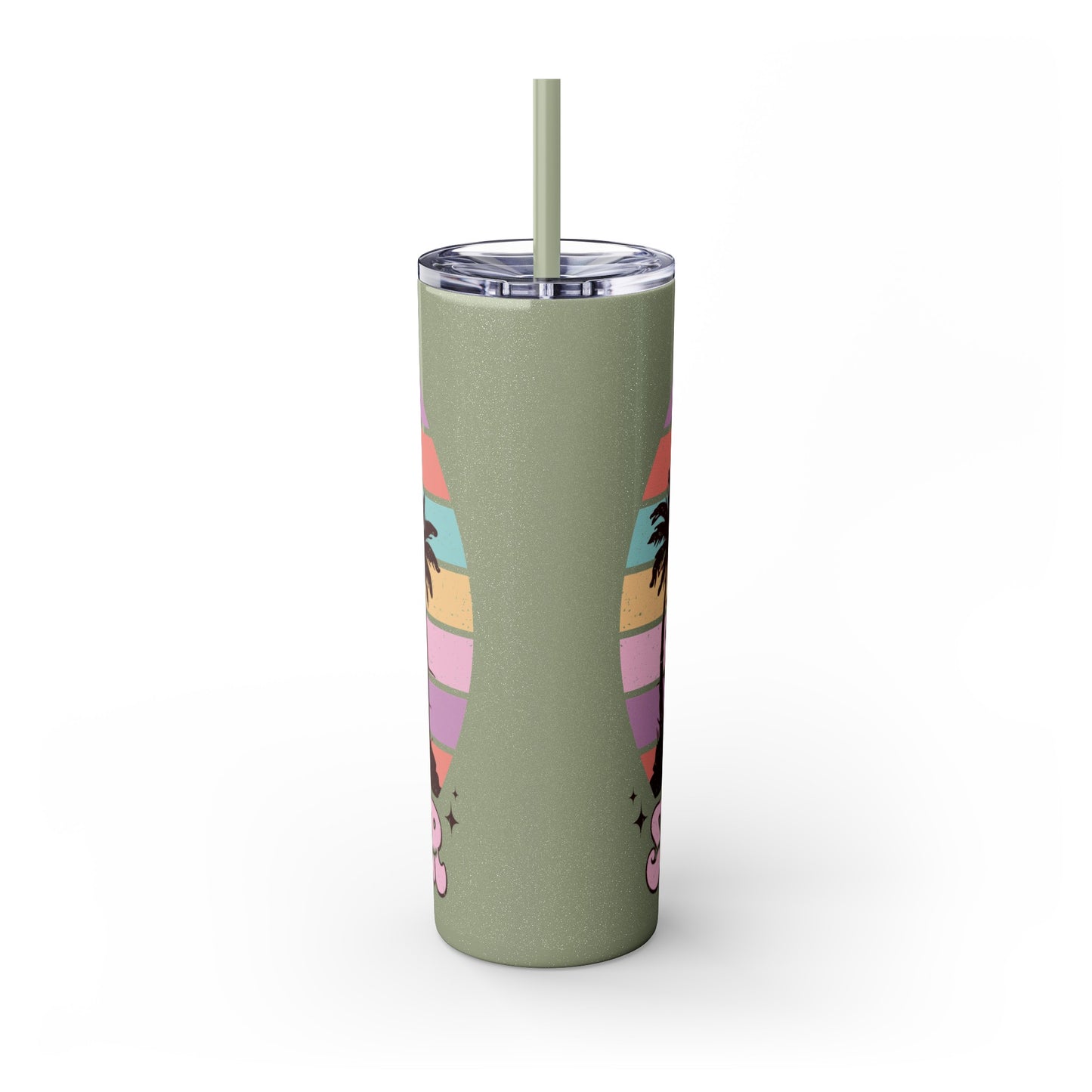 "Summer Vibes " Skinny Tumbler with Straw, 20oz