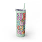 Groovy Summer Collection "Hello Summer " Skinny Tumbler with Straw, 20oz