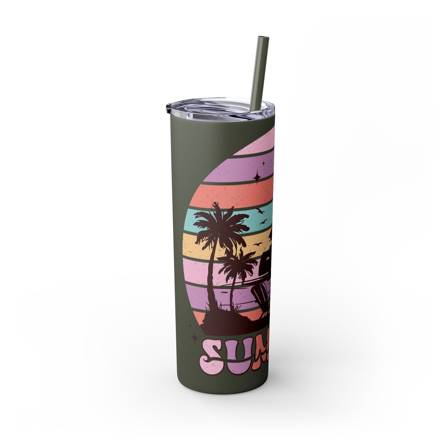 "Summer Vibes " Skinny Tumbler with Straw, 20oz