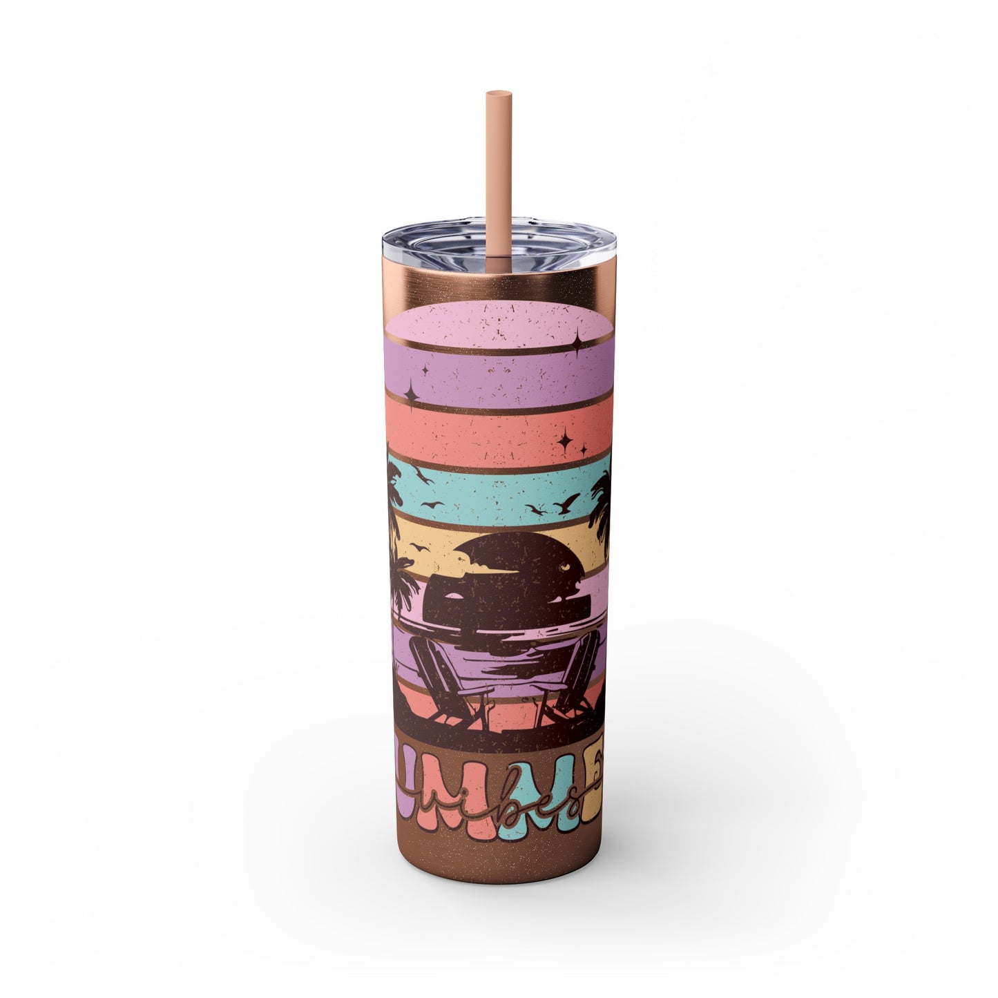 "Summer Vibes " Skinny Tumbler with Straw, 20oz