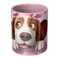 Valentine  Dog 3D Wall Ceramic Mug, 11oz (Basset Hound )