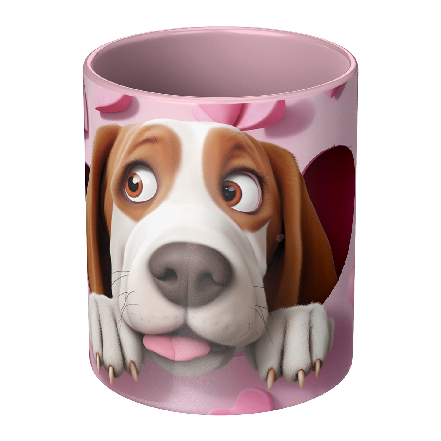 Valentine  Dog 3D Wall Ceramic Mug, 11oz (Basset Hound )