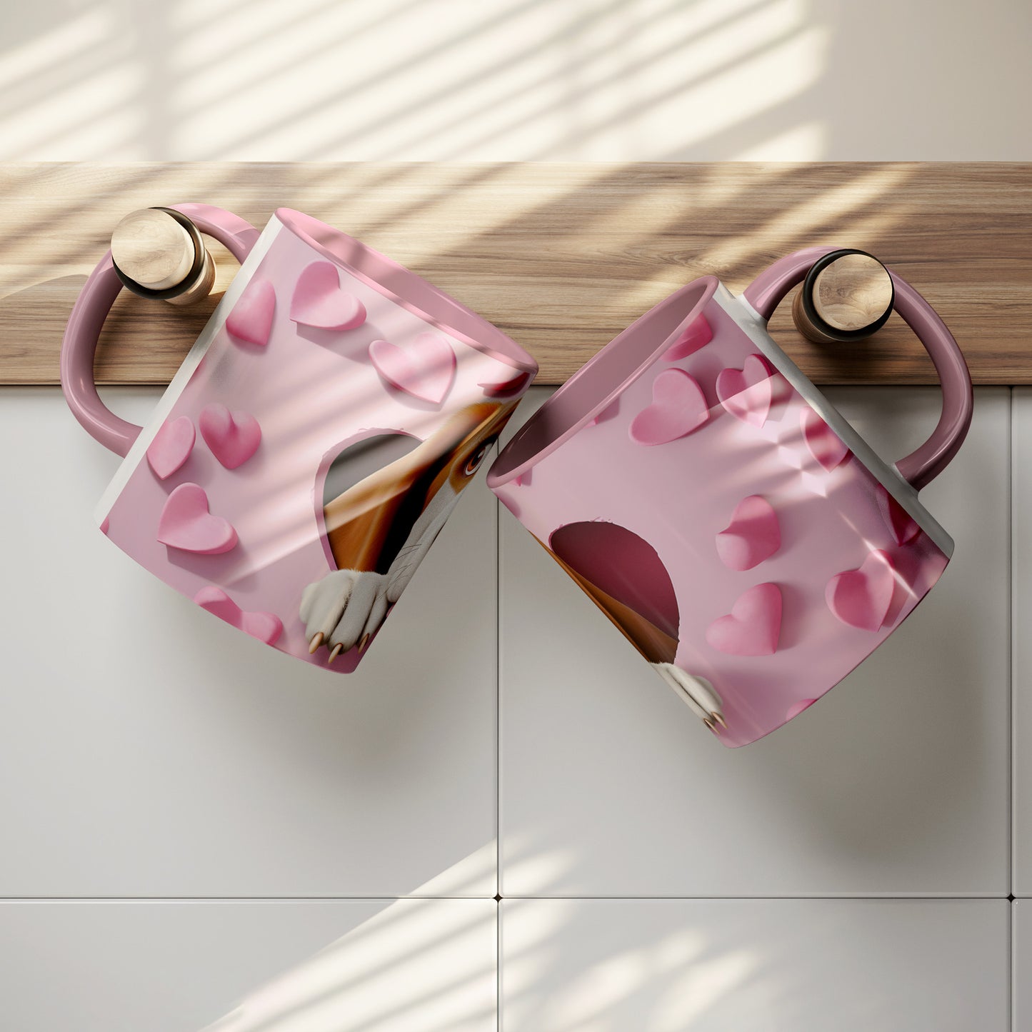 Valentine  Dog 3D Wall Ceramic Mug, 11oz (Basset Hound )