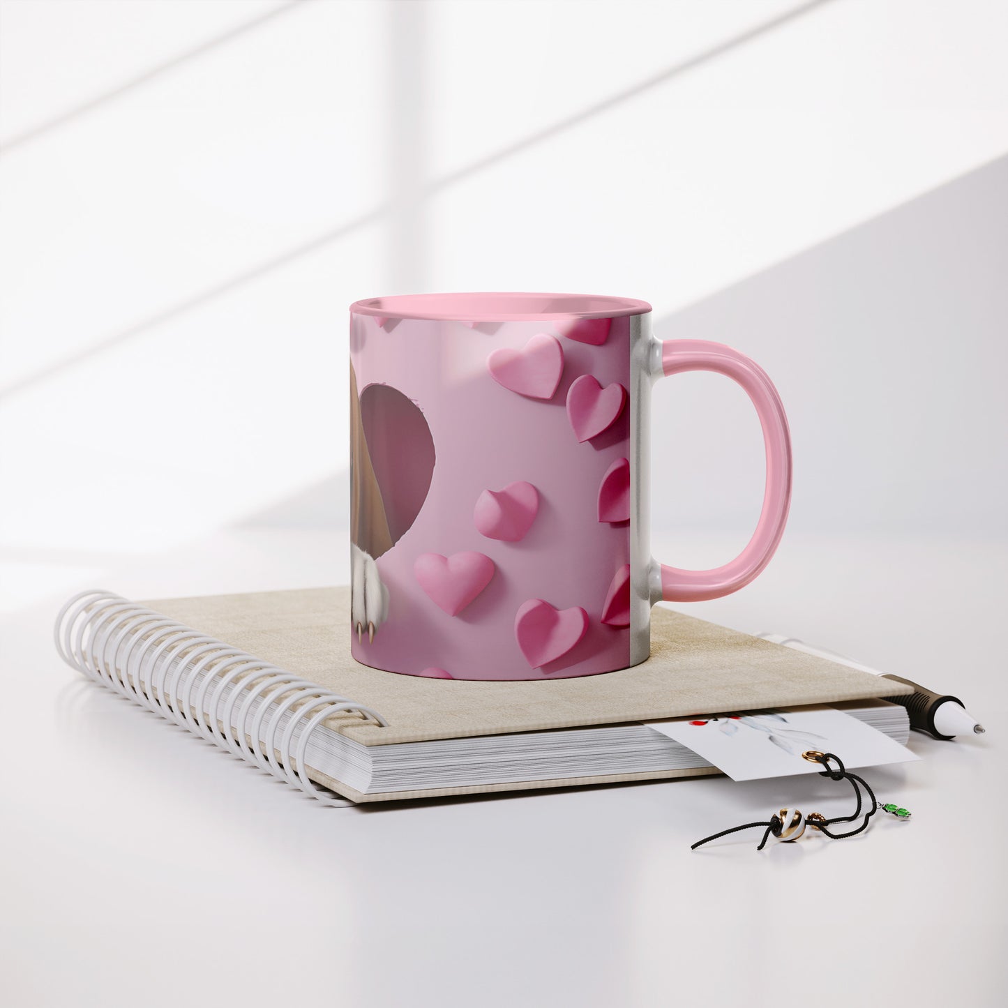 Valentine  Dog 3D Wall Ceramic Mug, 11oz (Basset Hound )