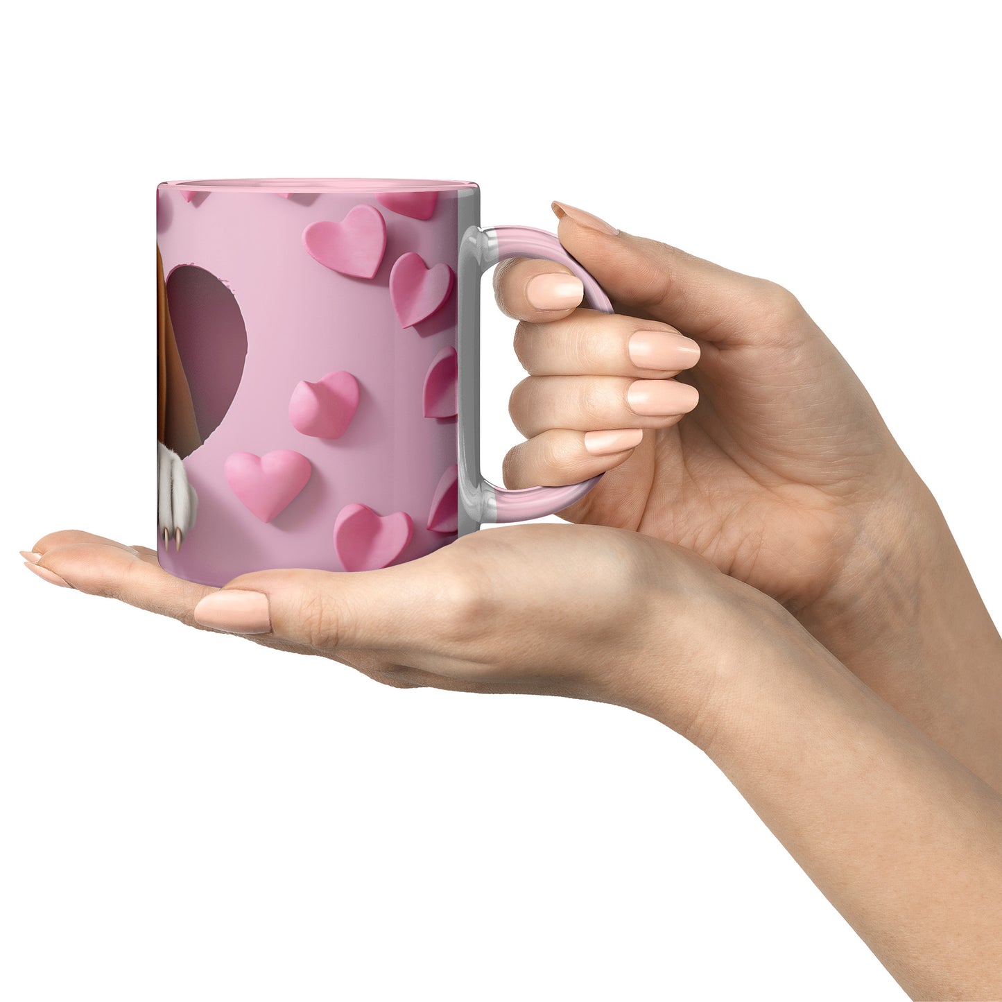 Valentine  Dog 3D Wall Ceramic Mug, 11oz (Basset Hound )