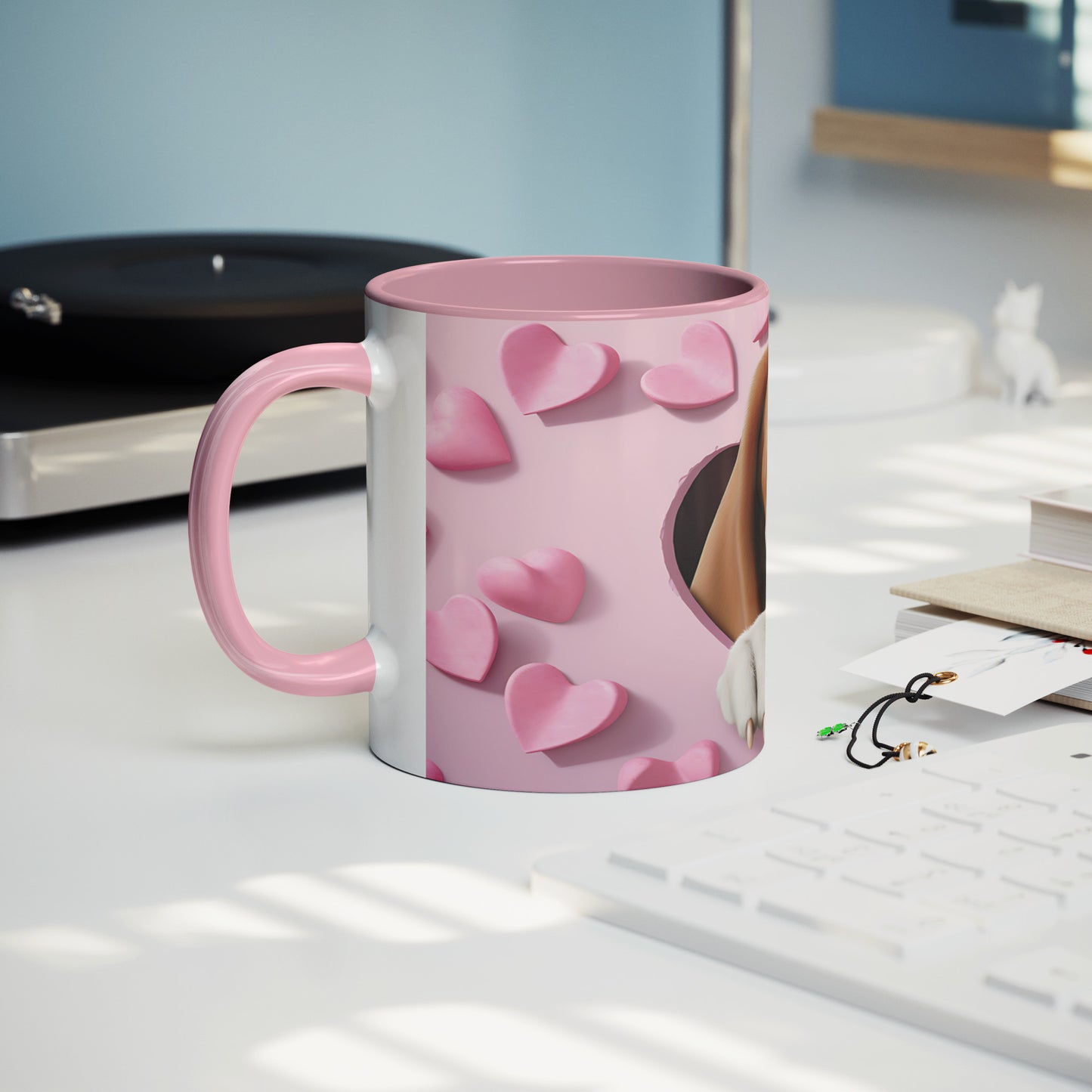 Valentine  Dog 3D Wall Ceramic Mug, 11oz (Basset Hound )