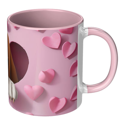 Valentine  Dog 3D Wall Ceramic Mug, 11oz (Basset Hound )