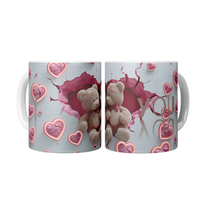 Valentines  Day  3D Teddy Bear Couple Coffee Mug (white)